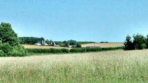View to the left with traditional Kentish oasts (pointy buildings)