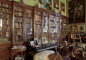 Bookcases in the Library at Hatchlands Park, Surrey.