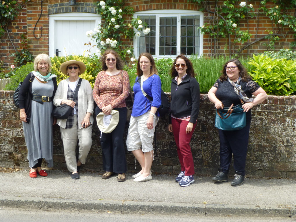 Austen Variations Authors in front of a cottage in Chawton Jane Odiwe, Susan Mason-Milks, Abigail Reynolds, Leslie Diamond, Maria Grace, Monica Fairview