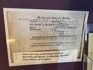 Jane invents a marriage for herself in her father's marriage register!