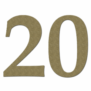 the number 20 in gold