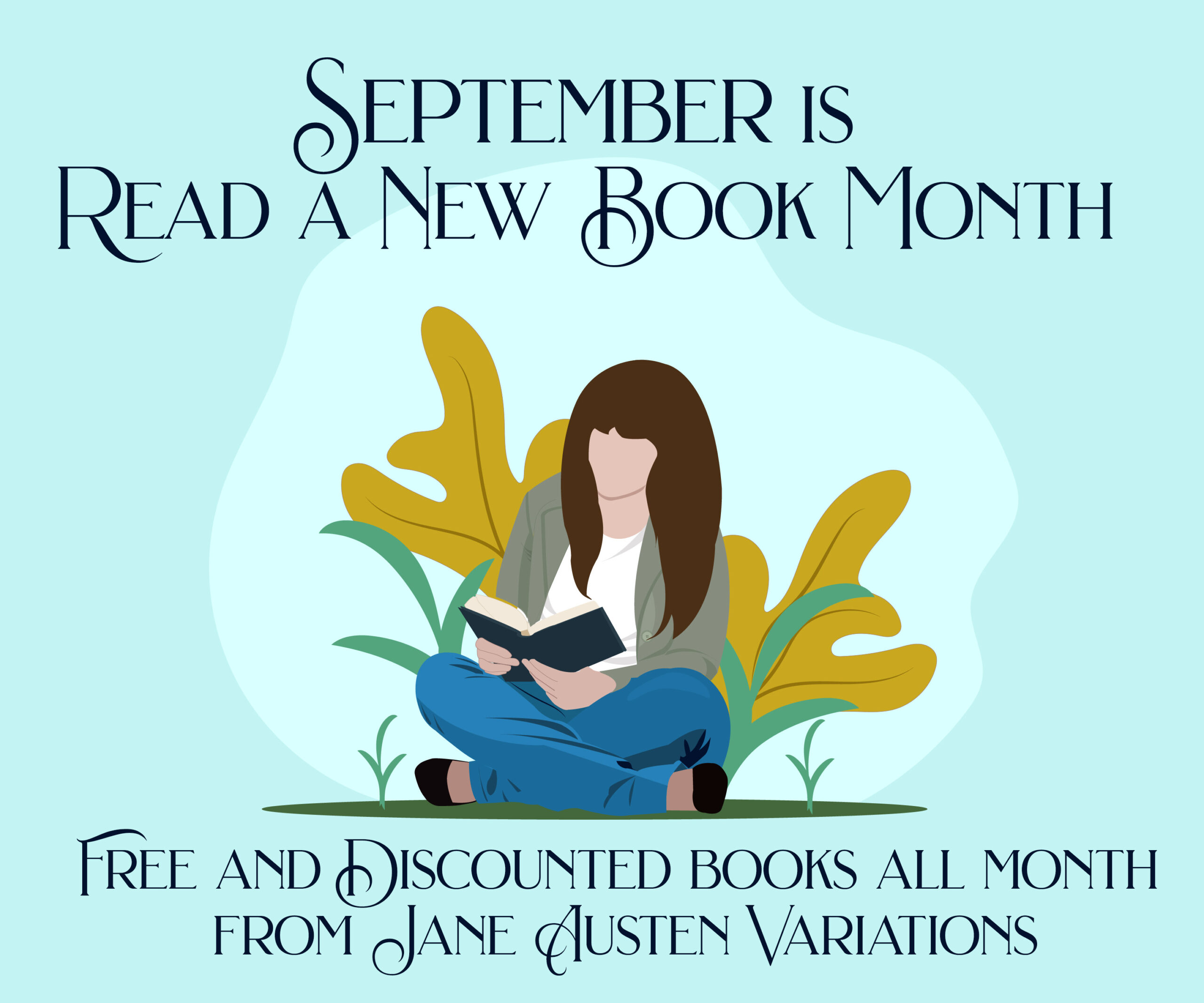 illustrated image of woman ready a book on a blue background